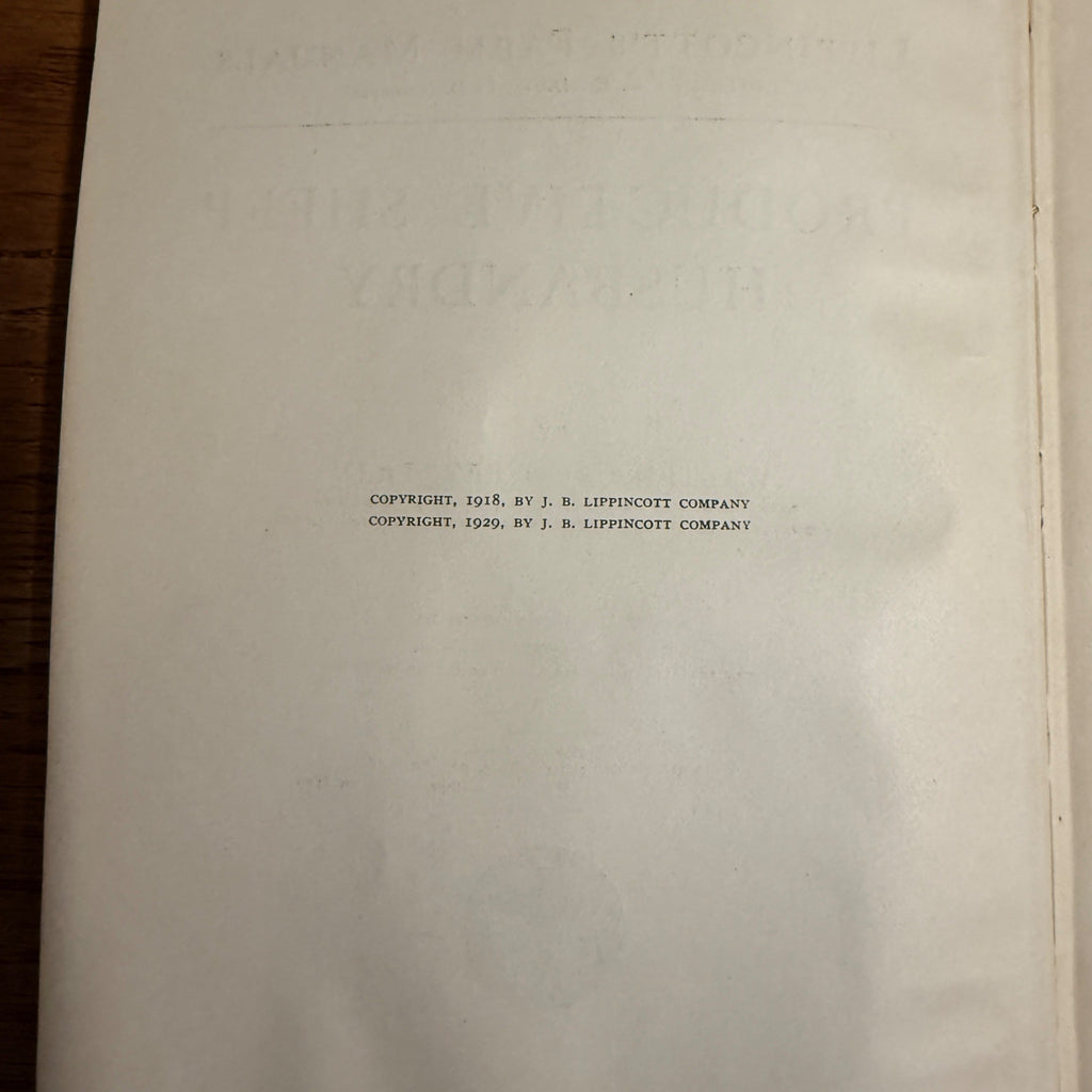 Lippincott’s Farm Manuals Productive Sheep Husbandry WC Coffey 1929 Book Farming