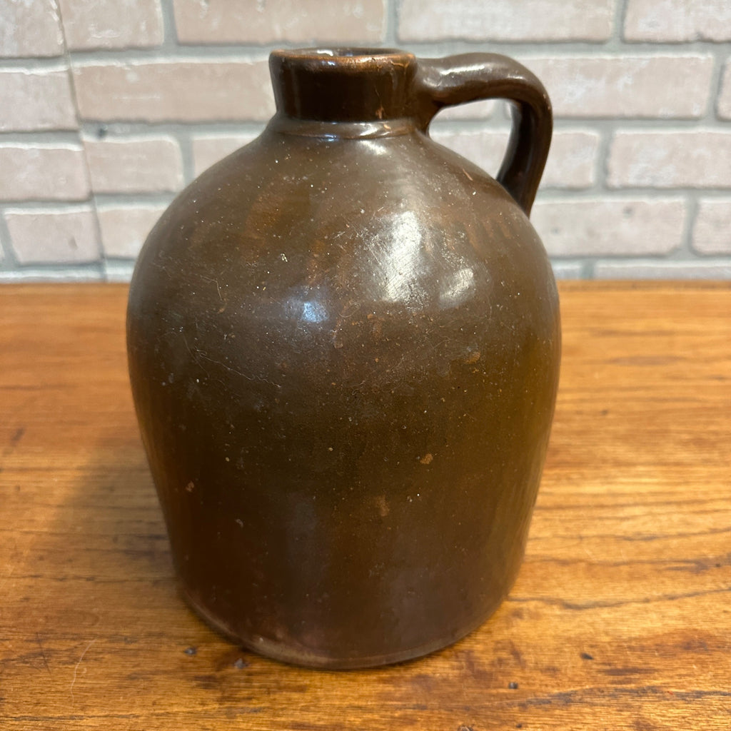Antique Brown Stoneware Smooth Shoulder Jug Large Mouth Lip