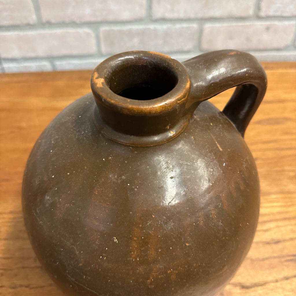 Antique Brown Stoneware Smooth Shoulder Jug Large Mouth Lip