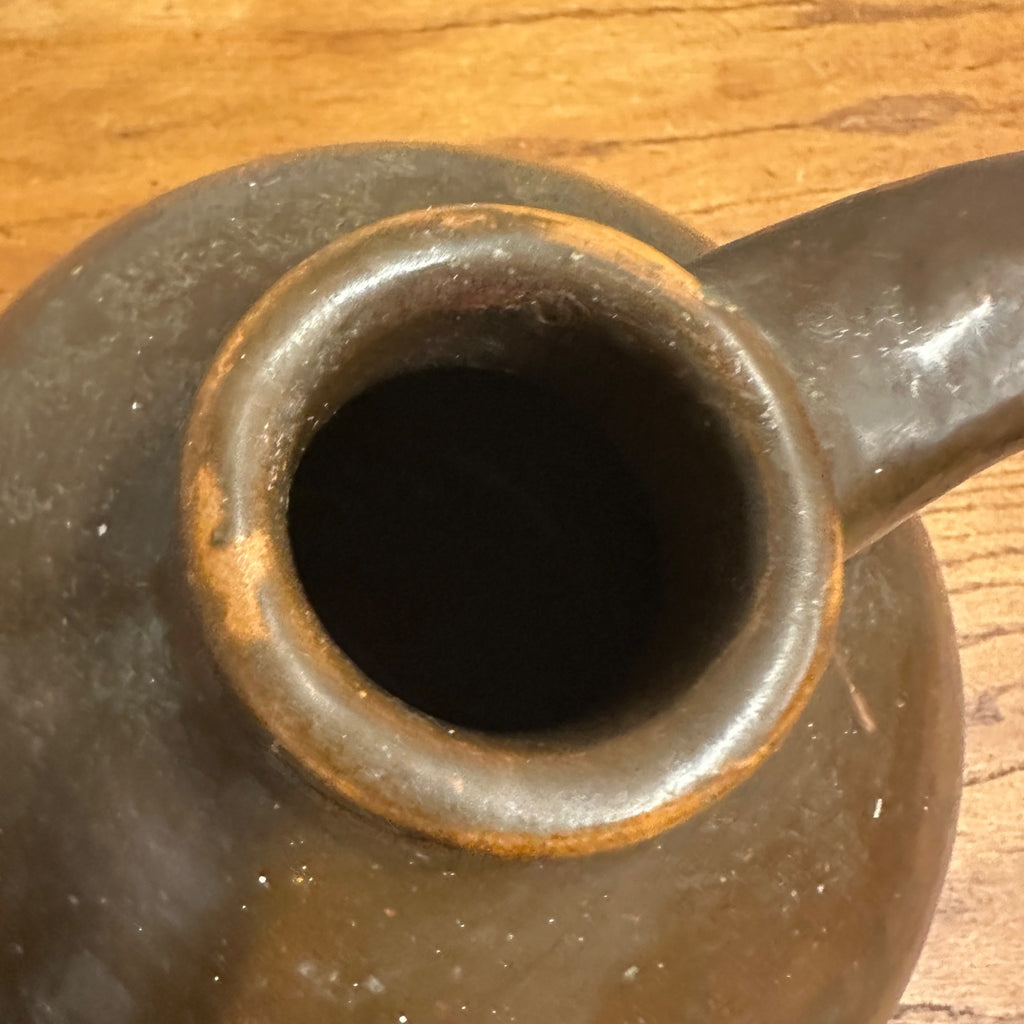 Antique Brown Stoneware Smooth Shoulder Jug Large Mouth Lip