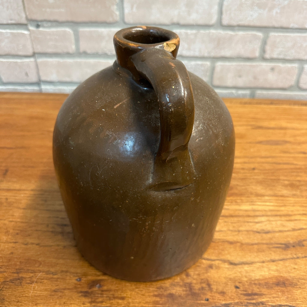 Antique Brown Stoneware Smooth Shoulder Jug Large Mouth Lip