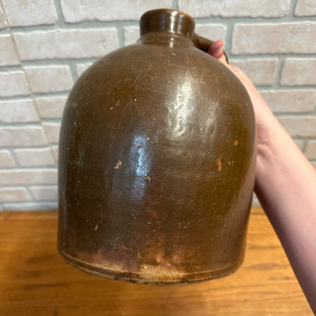 Antique Brown Stoneware Smooth Shoulder Jug Large Mouth Lip