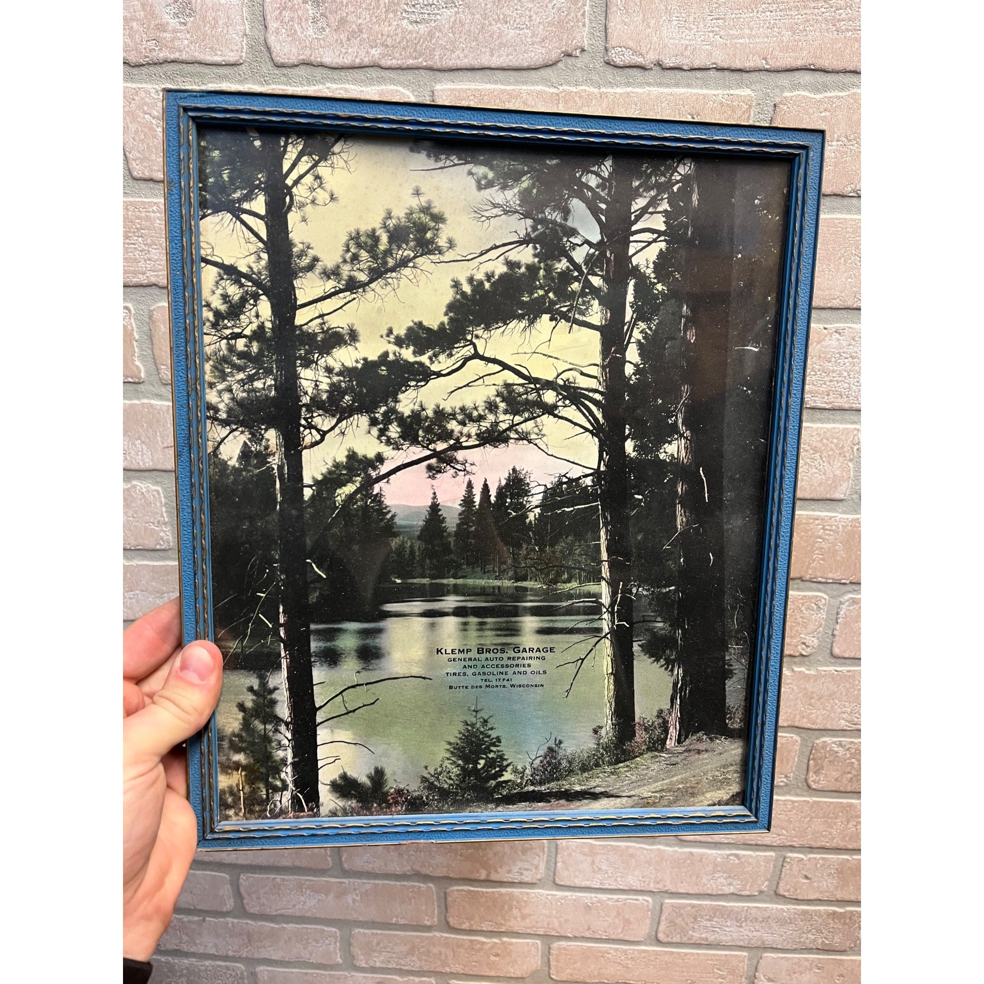 Vintage Klemp Bros Garage Butte De Morts Wisconsin Advertising Sign Gas Oil Wis