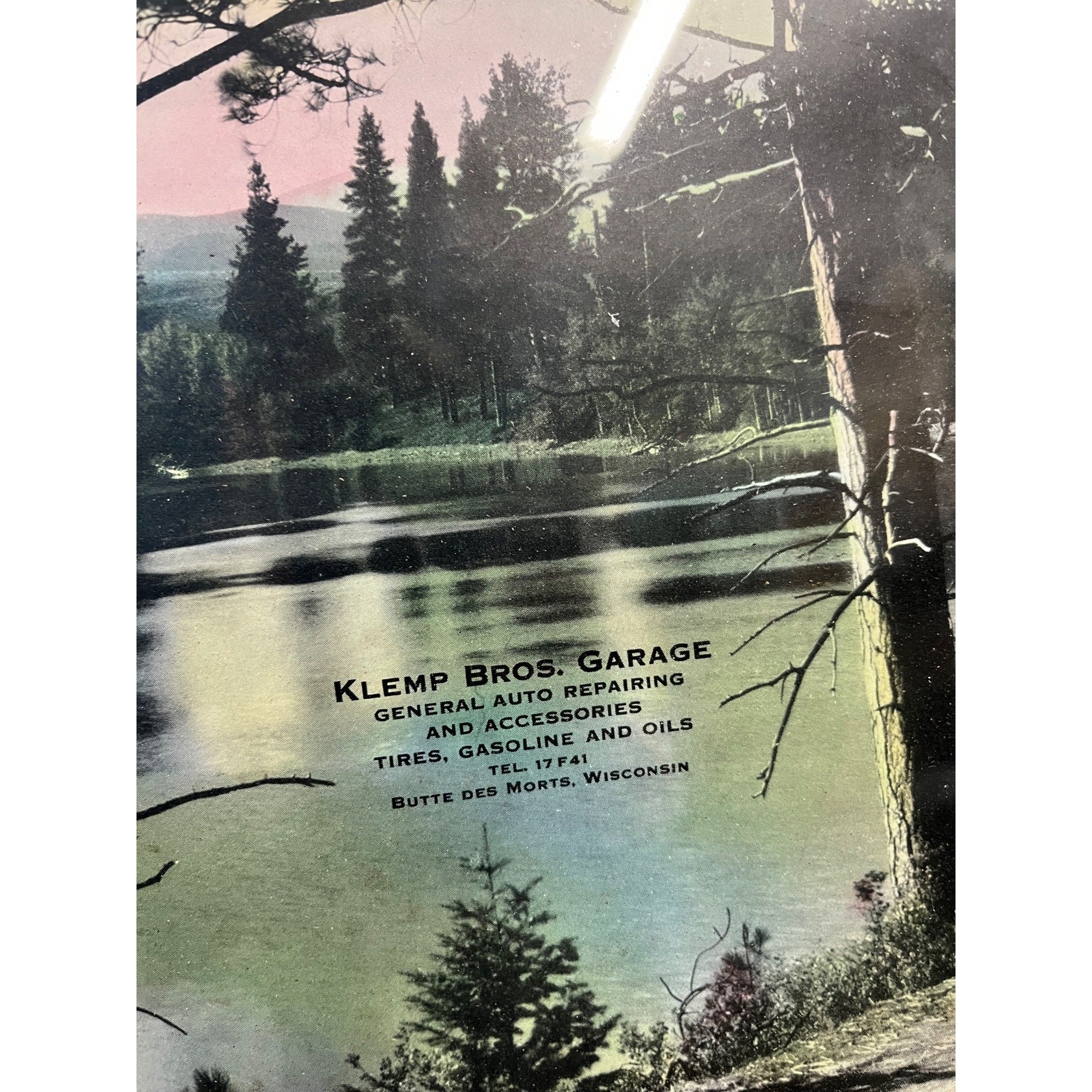 Vintage Klemp Bros Garage Butte De Morts Wisconsin Advertising Sign Gas Oil Wis