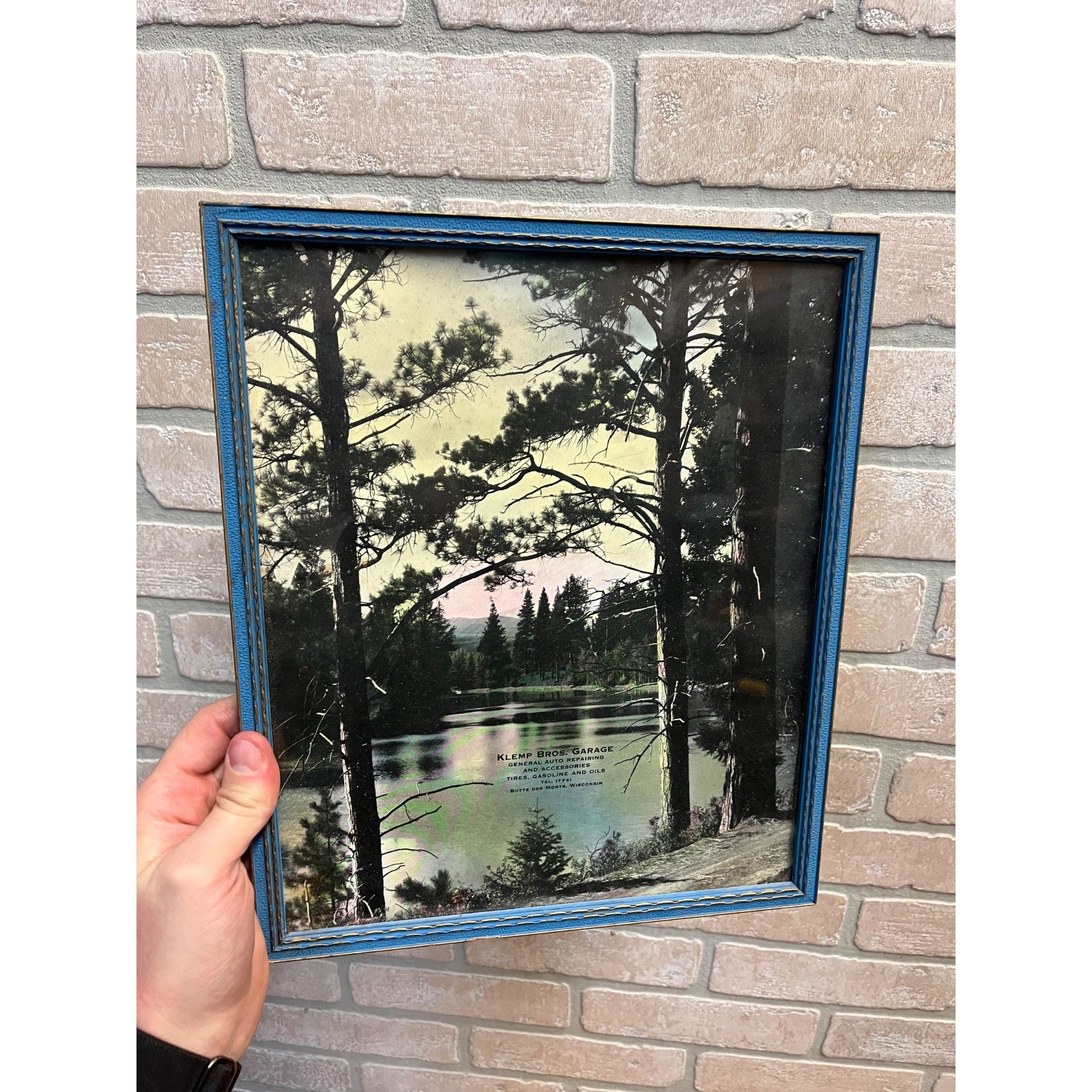 Vintage Klemp Bros Garage Butte De Morts Wisconsin Advertising Sign Gas Oil Wis