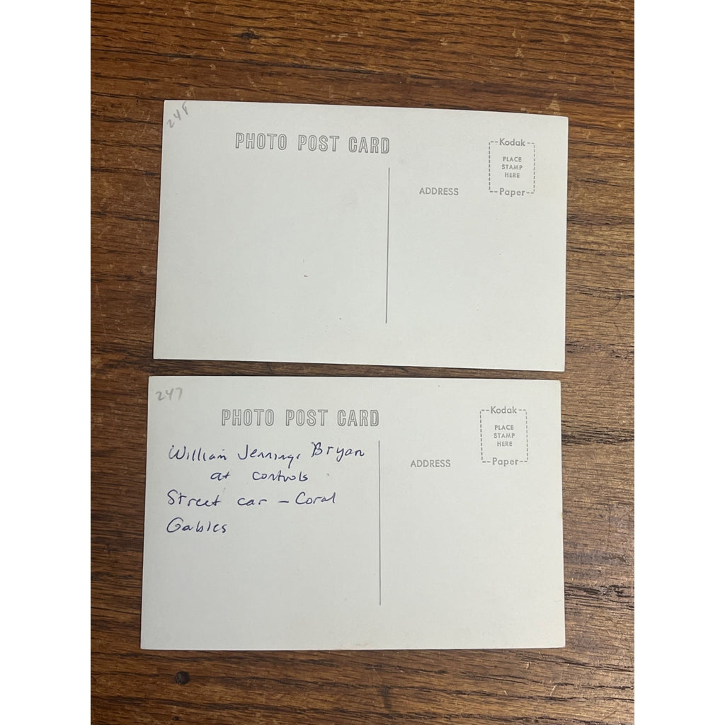 William Jennings Bryan Speech RPPC Post card Coral Gables Streetcar (2) 1960s