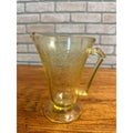 Vintage Hazel Atlas Footed Pitcher Florentine Poppy #2 Yellow Depression Glass