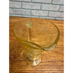 Vintage Hazel Atlas Footed Pitcher Florentine Poppy #2 Yellow Depression Glass