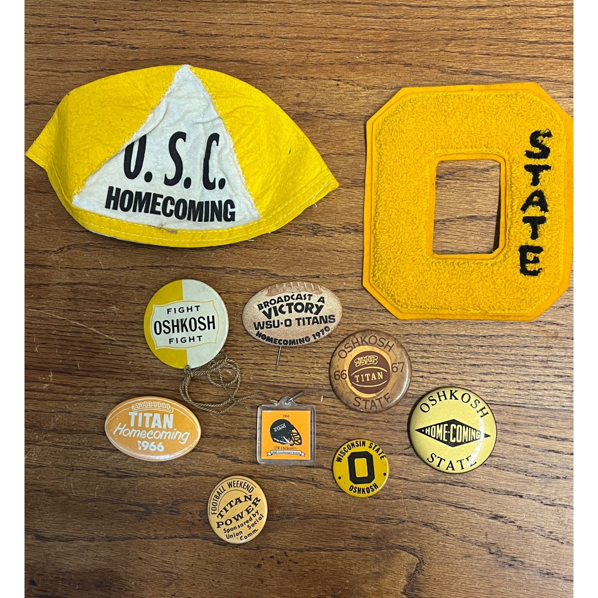 Oshkosh State College OSC Homecoming Hat Wisconsin University Titans Pins Football
