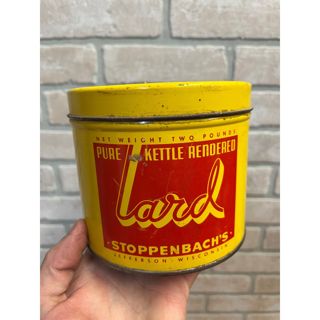 Vintage Stoppenbach's Lard Tin Advertising / Jefferson, WI / Wisconsin