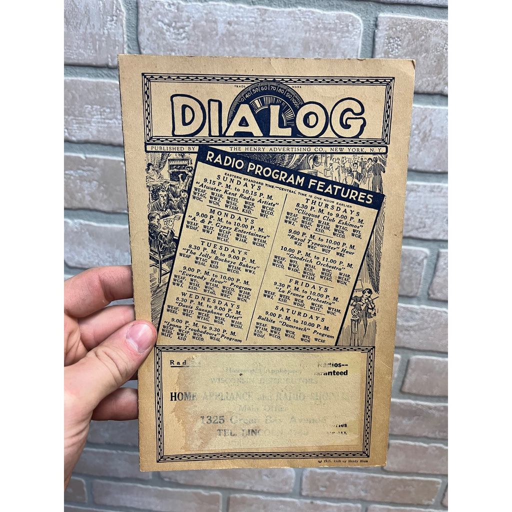 Vintage Dialog Radio Program Features Henry Advertising Stations Guide 1925