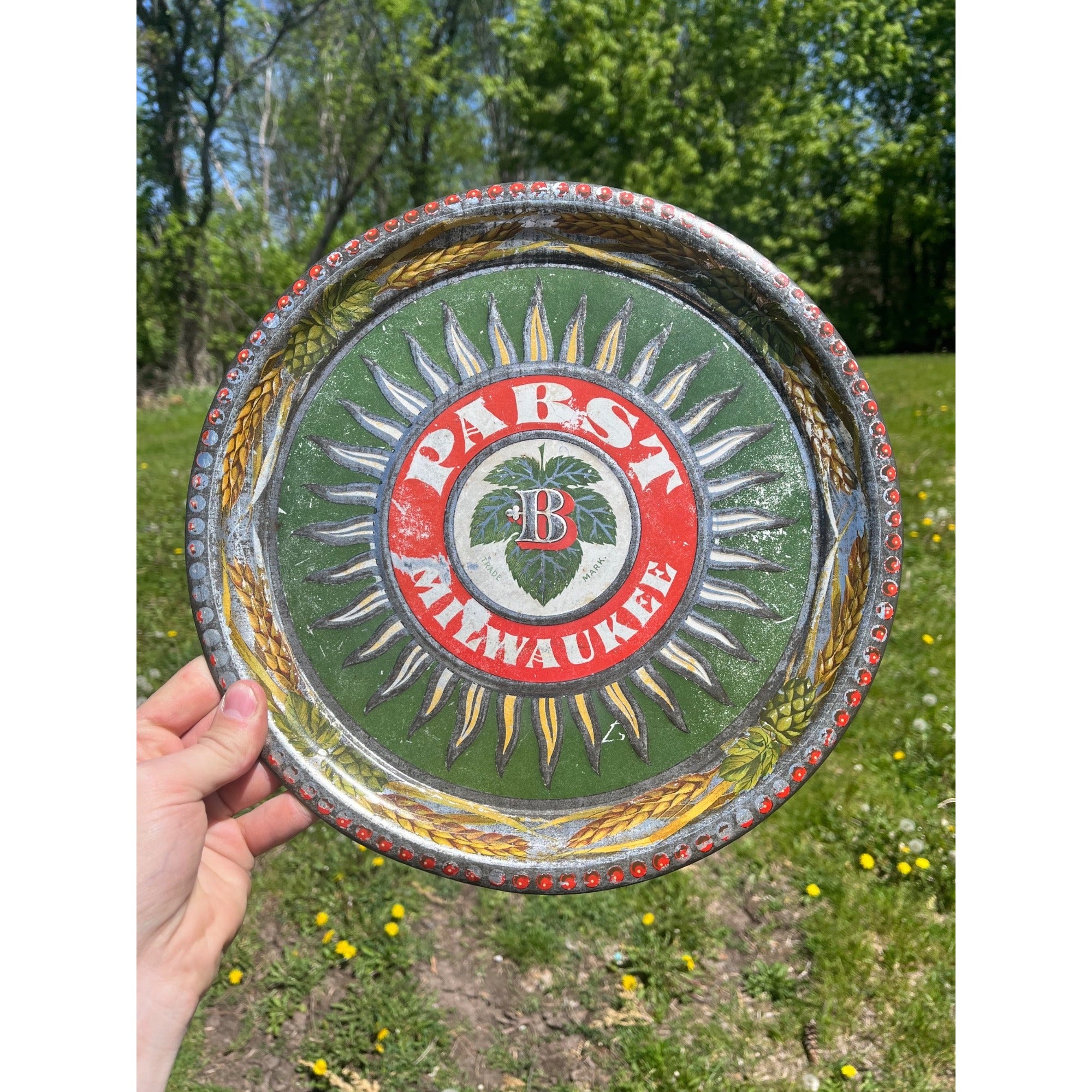 Pre-Prohibition Pabst Blue Ribbon Beer Milwaukee Advertising Serving Tray