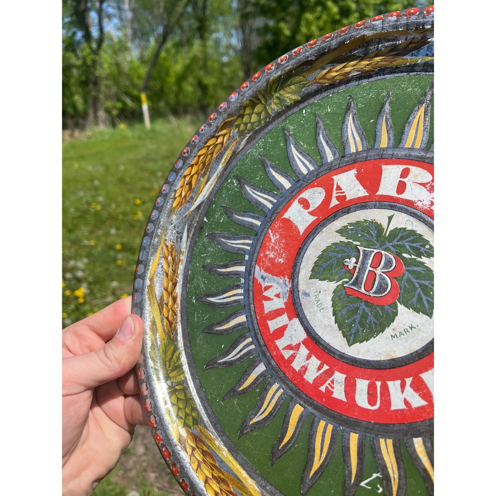 Pre-Prohibition Pabst Blue Ribbon Beer Milwaukee Advertising Serving Tray
