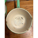 Antique Primitive Graniteware Green and Cream / Off White / Set of two Pots/ / Farmhouse/ Kitchen Decor