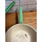 Antique Primitive Graniteware Green and Cream / Off White / Set of two Pots/ / Farmhouse/ Kitchen Decor