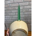Antique Primitive Graniteware Green and Cream / Off White / Set of two Pots/ / Farmhouse/ Kitchen Decor