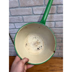 Antique Primitive Graniteware Green and Cream / Off White / Set of two Pots/ / Farmhouse/ Kitchen Decor
