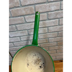 Antique Primitive Graniteware Green and Cream / Off White / Set of two Pots/ / Farmhouse/ Kitchen Decor