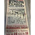 Vintage c1910 Original Ringling Bros Circus Soo Line Railroad Broadside Poster
