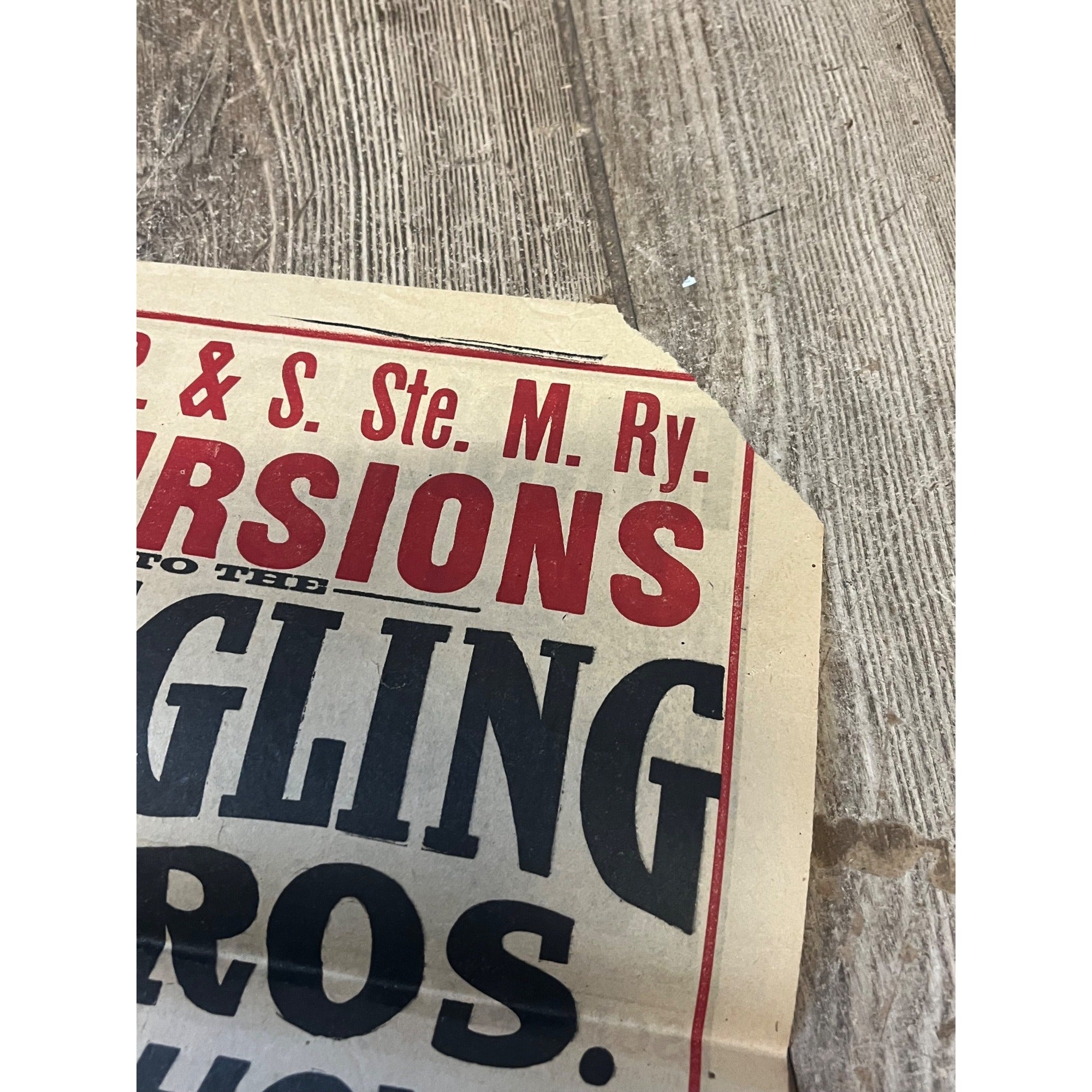 Vintage c1910 Original Ringling Bros Circus Soo Line Railroad Broadside Poster