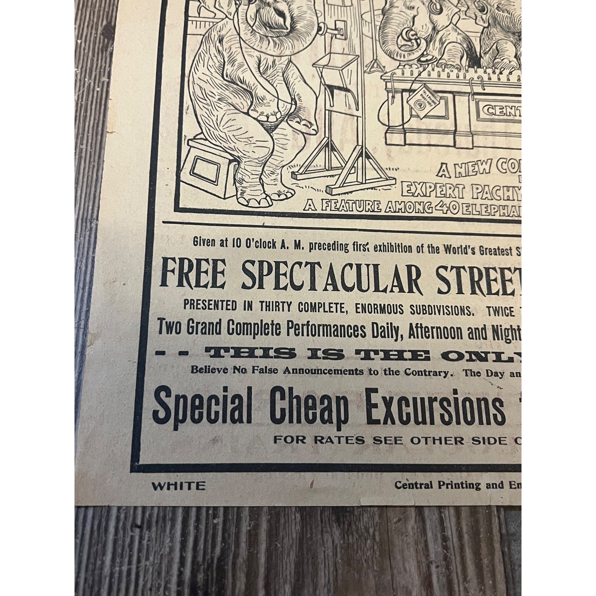 Vintage c1910 Original Ringling Bros Circus Soo Line Railroad Broadside Poster
