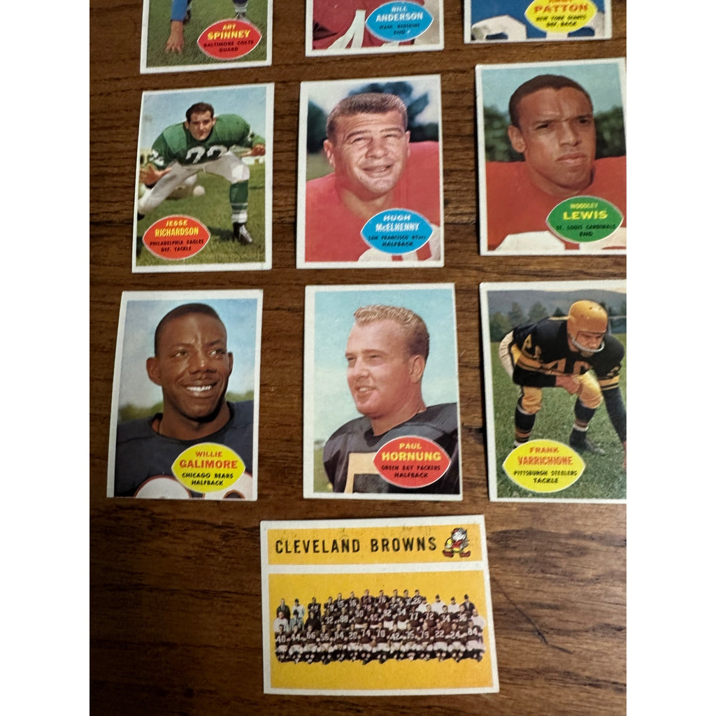 1960 Topps Football Cards Lot (10) Paul Hornung, Browns Team ++