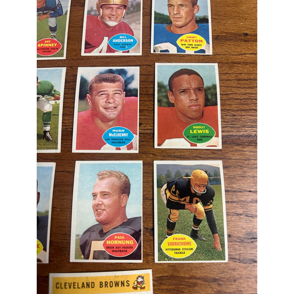 1960 Topps Football Cards Lot (10) Paul Hornung, Browns Team ++