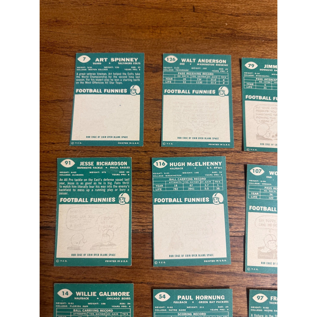1960 Topps Football Cards Lot (10) Paul Hornung, Browns Team ++