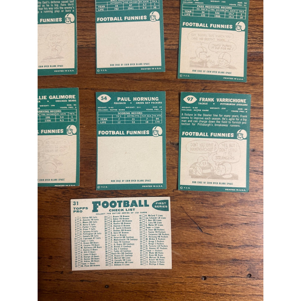1960 Topps Football Cards Lot (10) Paul Hornung, Browns Team ++