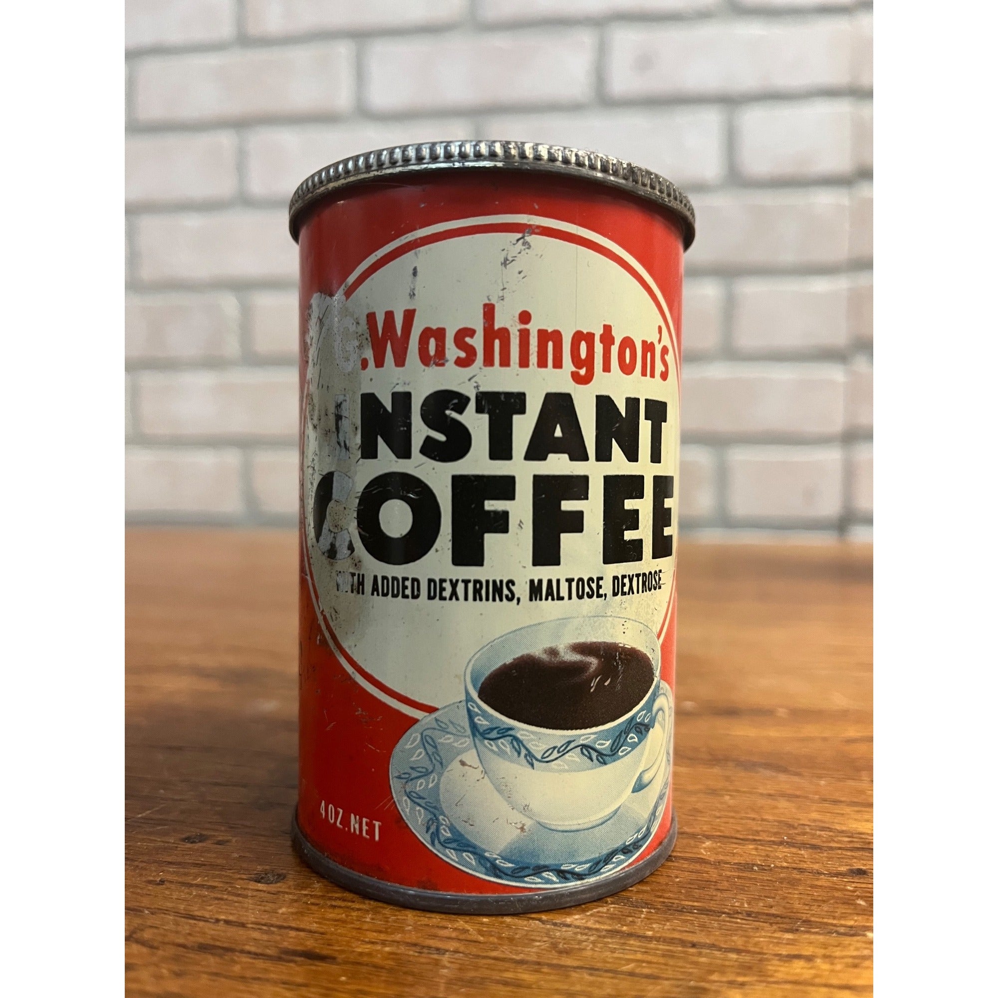 Vintage G. Washington's Instant Coffee Tin 4oz Empty Advertising Kitchen