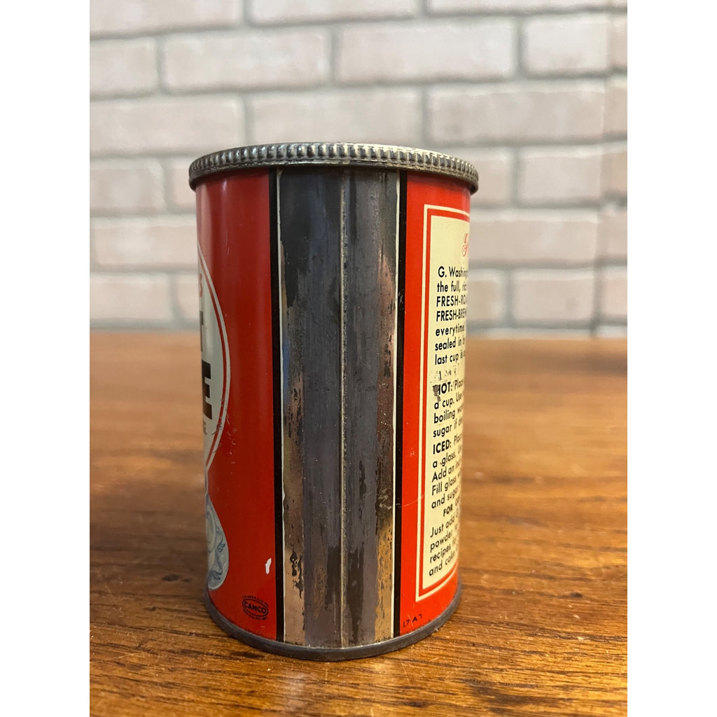 Vintage G. Washington's Instant Coffee Tin 4oz Empty Advertising Kitchen