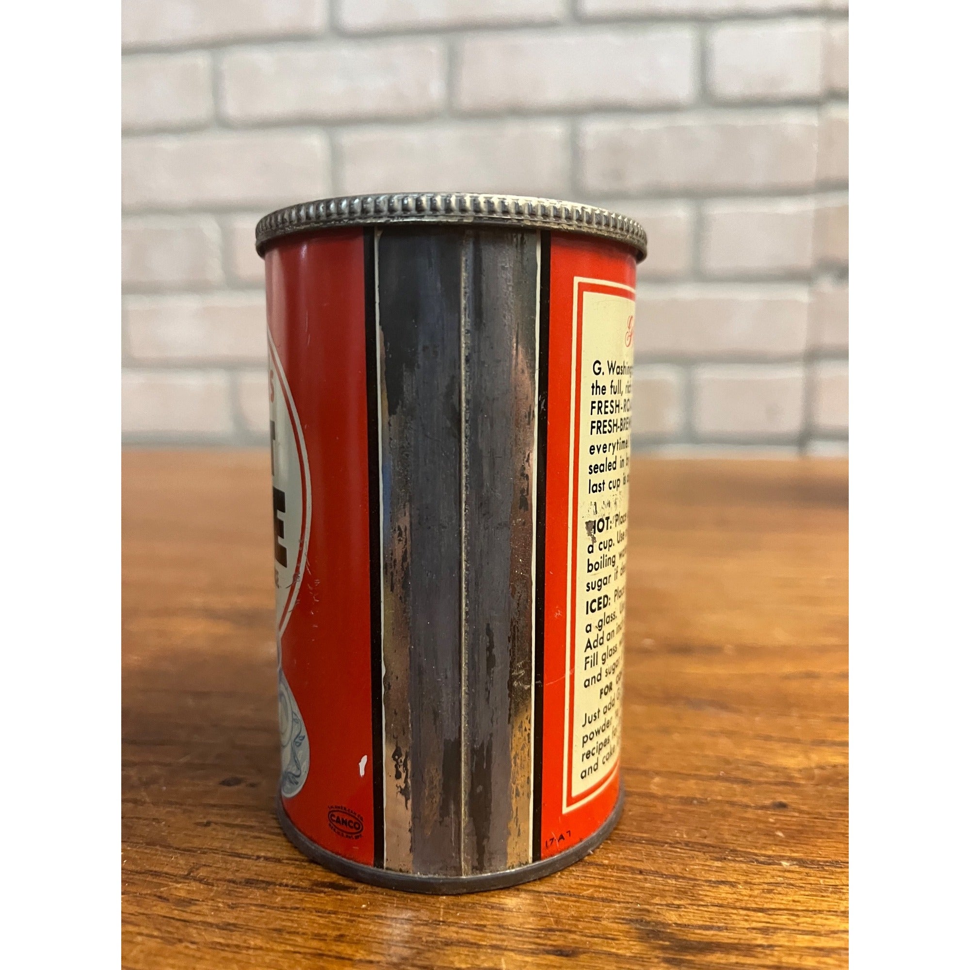 Vintage G. Washington's Instant Coffee Tin 4oz Empty Advertising Kitchen