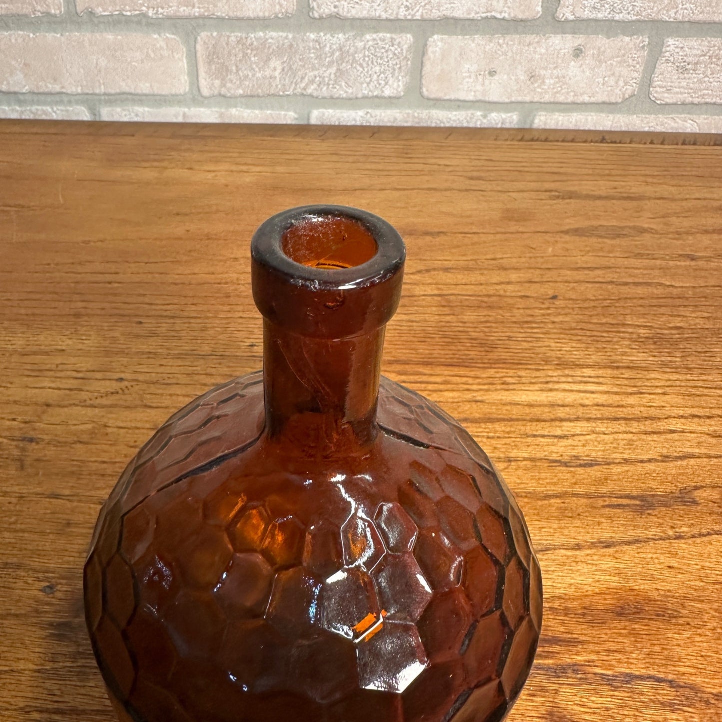 Antique Korbeline Antique Honeycomb Grenade Amber Brown Glass Medicine Bottle