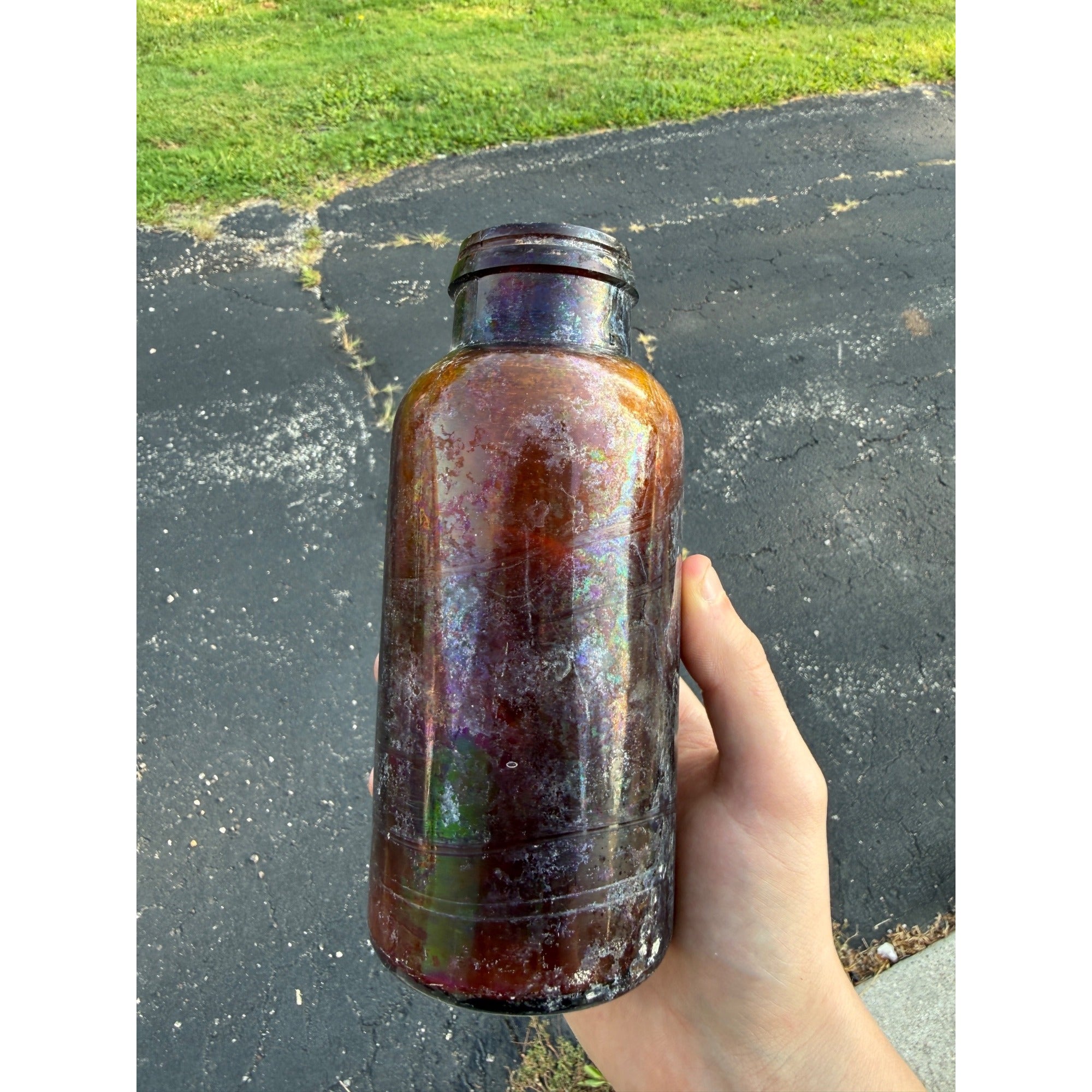 Vintage Embossed Glass Eskays Albumenized Food Jar / Bottle Hazed