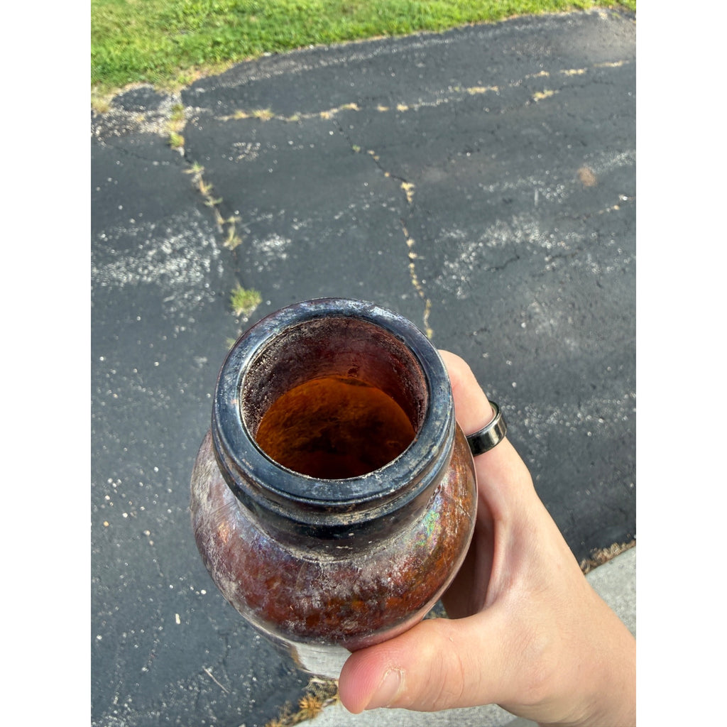 Vintage Embossed Glass Eskays Albumenized Food Jar / Bottle Hazed