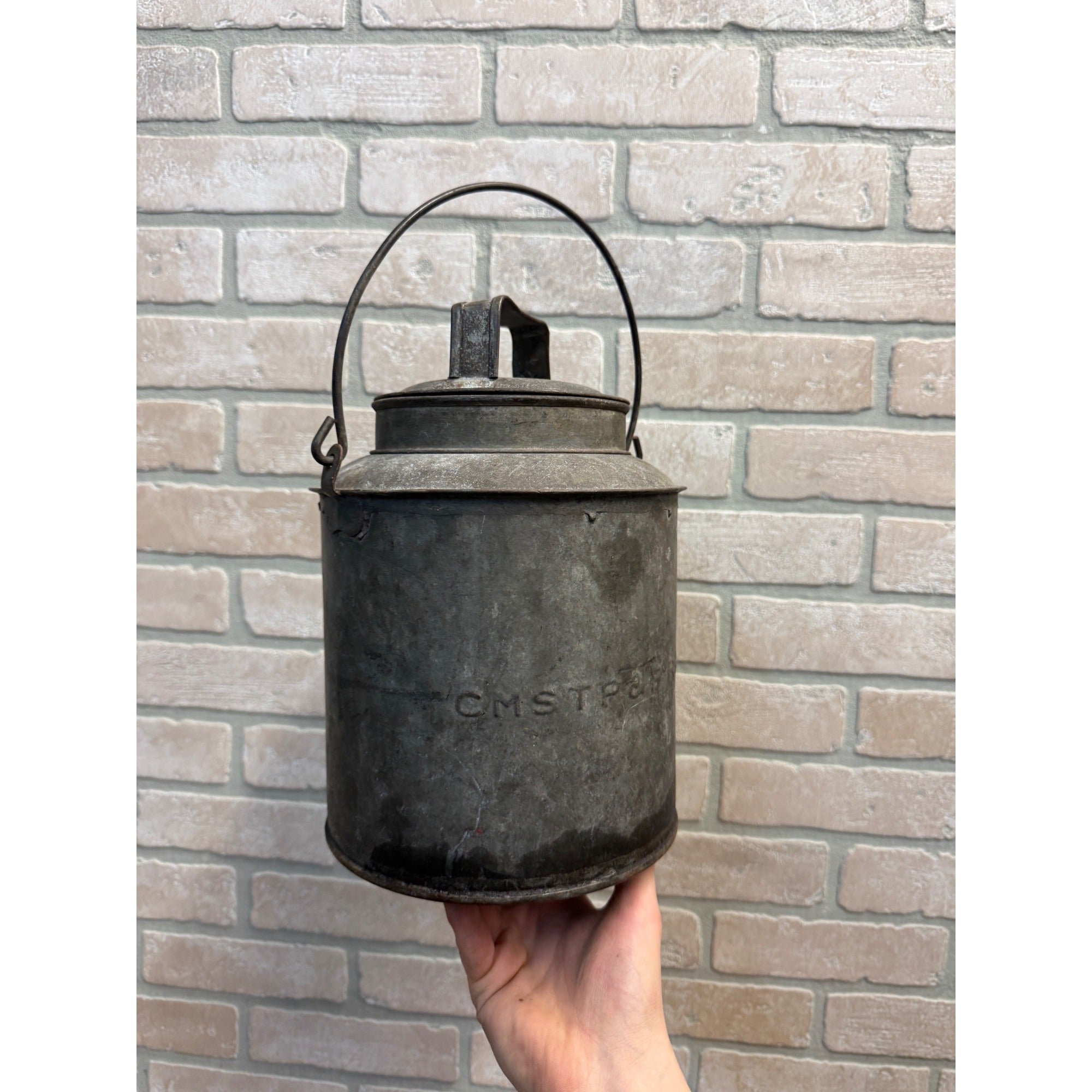 CMSTP&P Railroad Lunch Pail Tin Bucket Chicago Milwaukee St Paul Pacific Bail