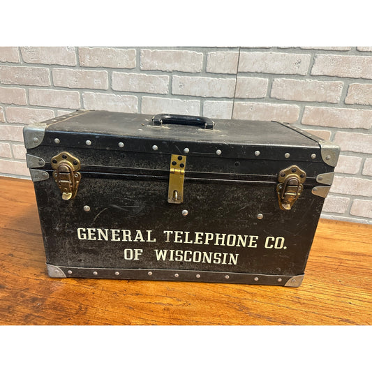 Vintage General Telephone Co. of Wisconsin Lineman's Repair Toolbox Tool Case Tote