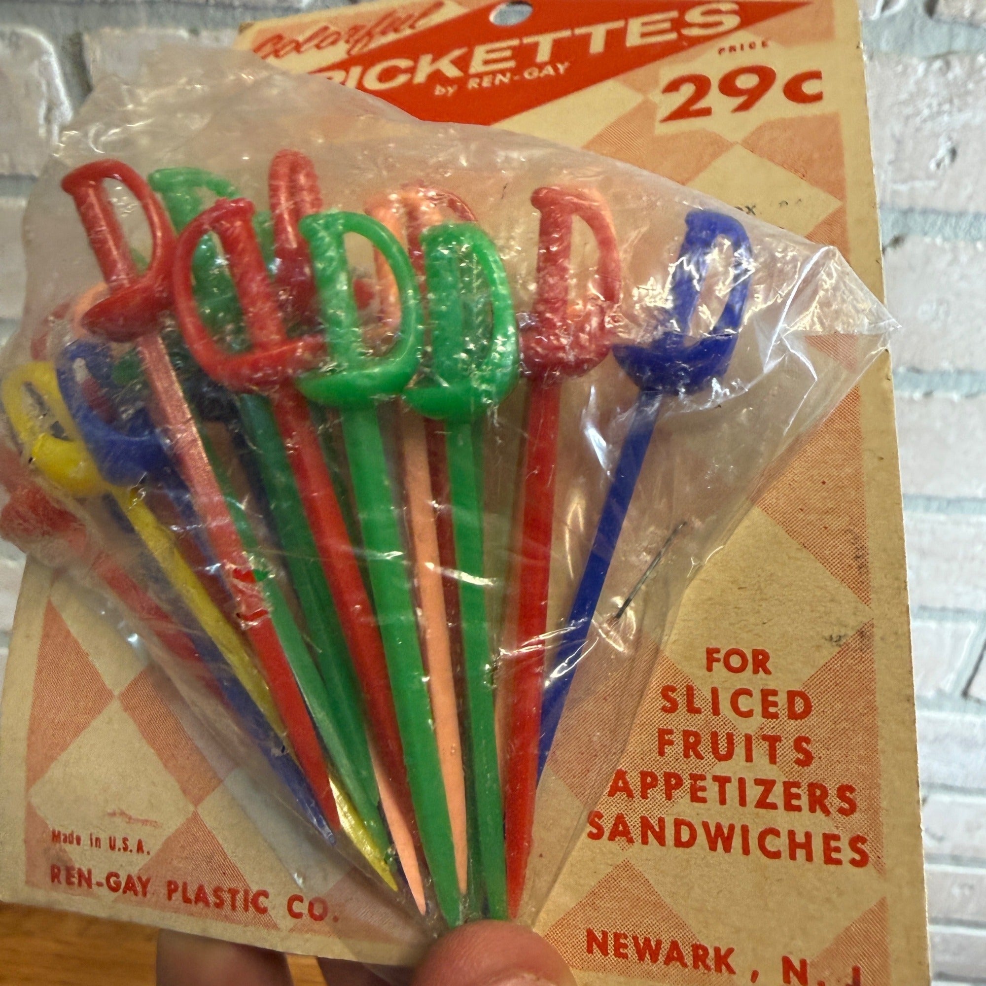 Vintage 1950s Ren-Gay Plastics Pickettes Appetizer Cocktail New Old Stock