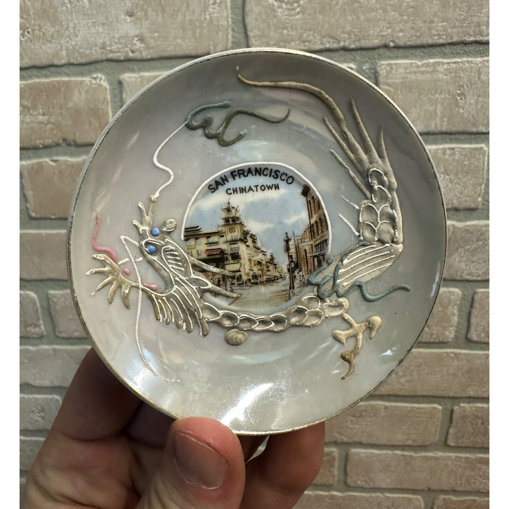Vintage Early 1900s San Francisco Chinatown Souvenir CA 3.75" Plate Porcelain Painted