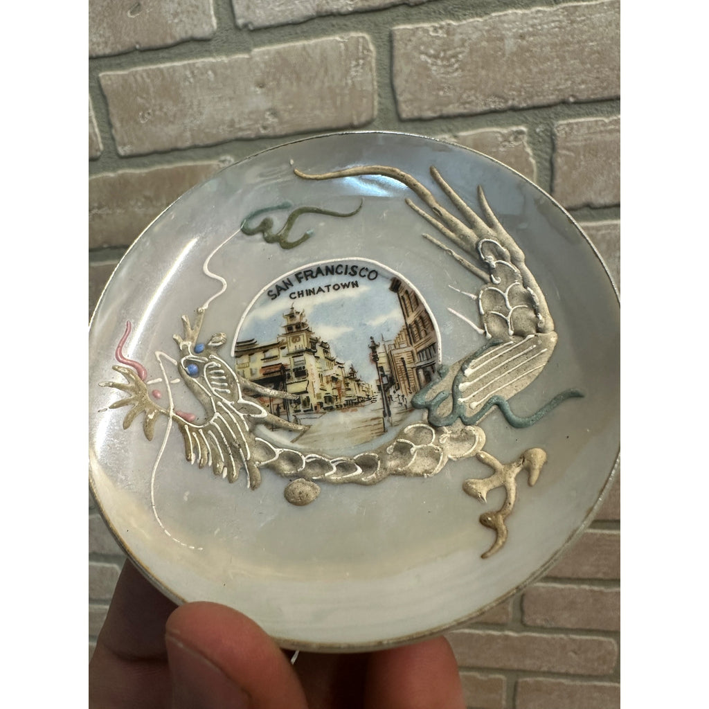 Vintage Early 1900s San Francisco Chinatown Souvenir CA 3.75" Plate Porcelain Painted
