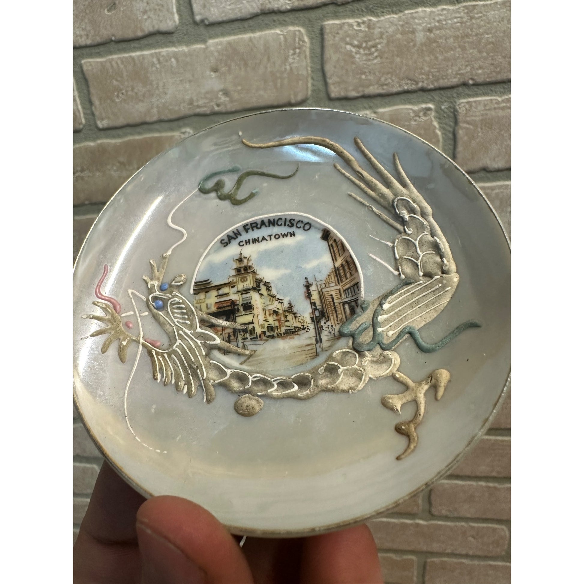 Vintage Early 1900s San Francisco Chinatown Souvenir CA 3.75" Plate Porcelain Painted