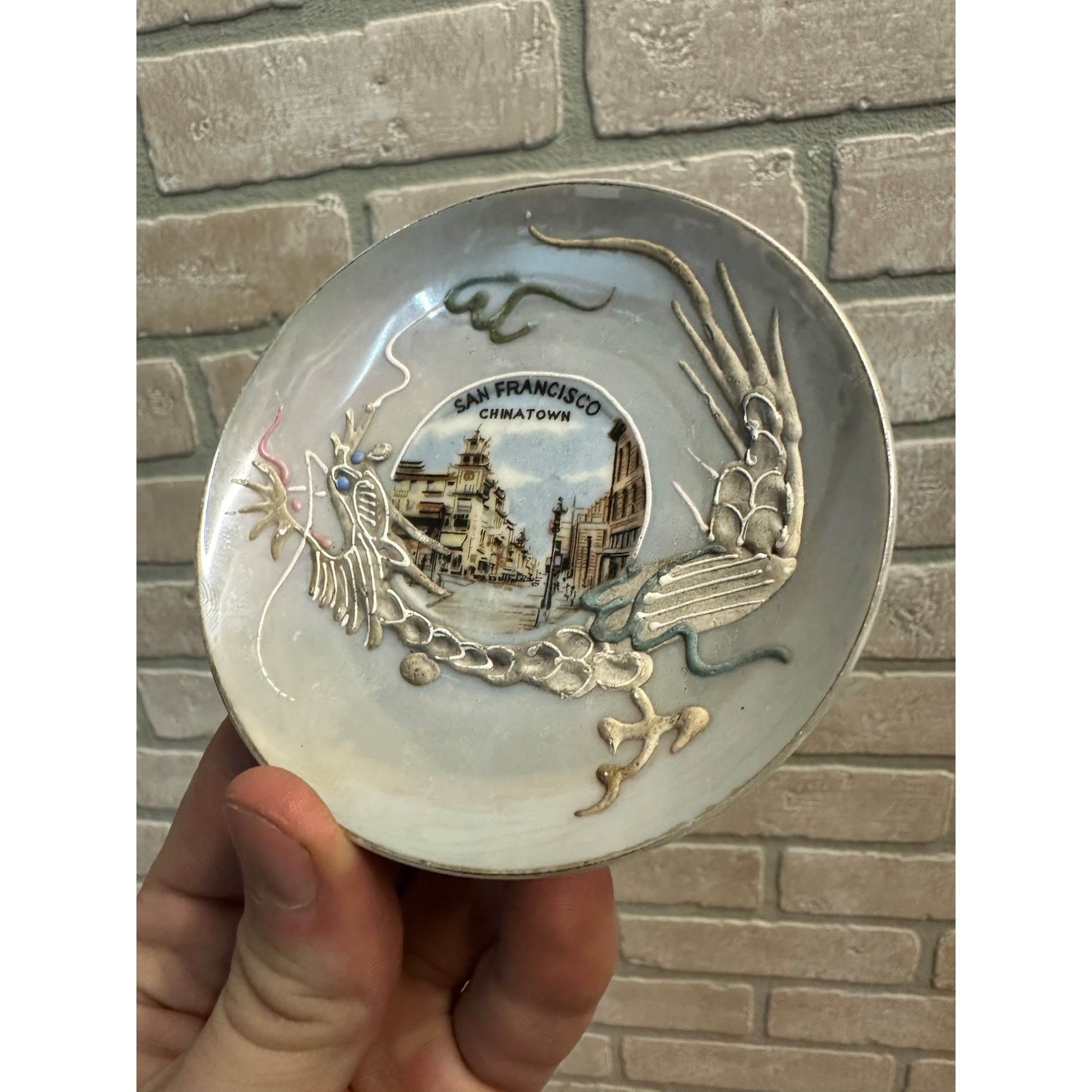 Vintage Early 1900s San Francisco Chinatown Souvenir CA 3.75" Plate Porcelain Painted