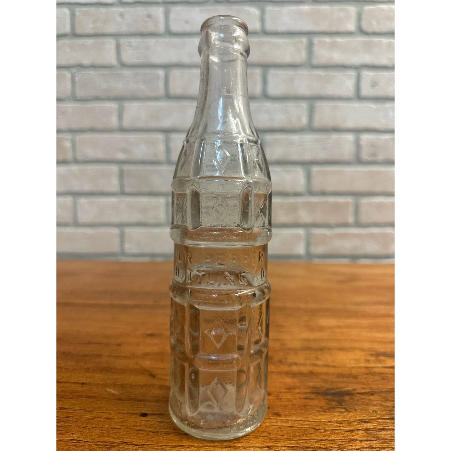 1940s Dr Pepper Embossed Soda Bottle Diamond Pattern Springfield Illinois Vintage