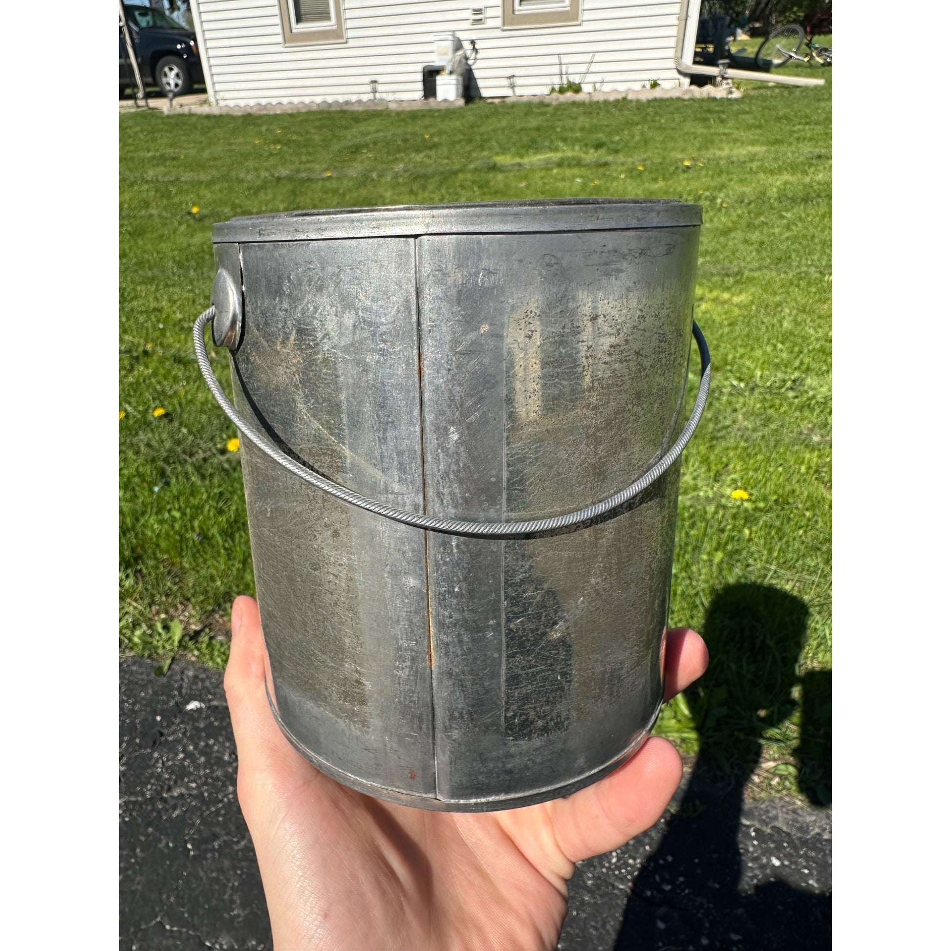 Original Black Americana Honey tin Pail Zipperer Brothers Whitelaw Wis