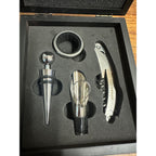 Monogram Bottle Wine Opener Kit Stopper, Pourer, Drip Collar 5-Piece BLK Box Set