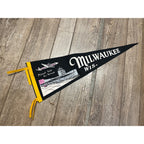 Vintage Milwaukee Wisconsin Mitchell Field Air Terminal Airport Souvenir Pennant