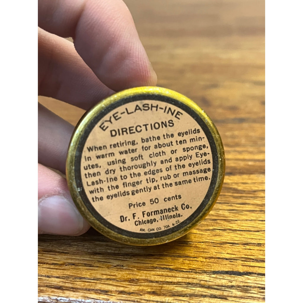 Vintage Eye Lash Ine Tin 1916 Eyelashine Remedy Advertising Round Small Victorian Girl