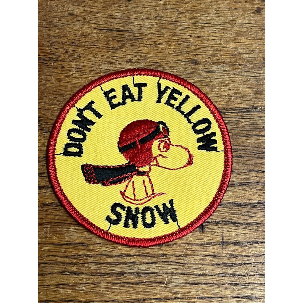 Vintage 1970s Snoopy Red Baron Dont Eat Yellow Snow 3" Patch Frank Zappa Hat Cap