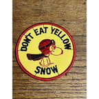 Vintage 1970s Snoopy Red Baron Dont Eat Yellow Snow 3" Patch Frank Zappa Hat Cap