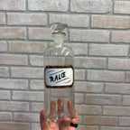 Vintage Glass Pharmacy Apothecary Bottle With Stopper and Glass Label Reading Tr. Aloe (Tincture of Aloe)